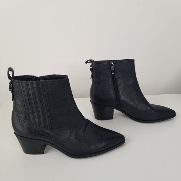 Franco Sarto Black Leather Shay Western Fashion Booties Size 6.5M Ankle Boots - Picture 5 of 11